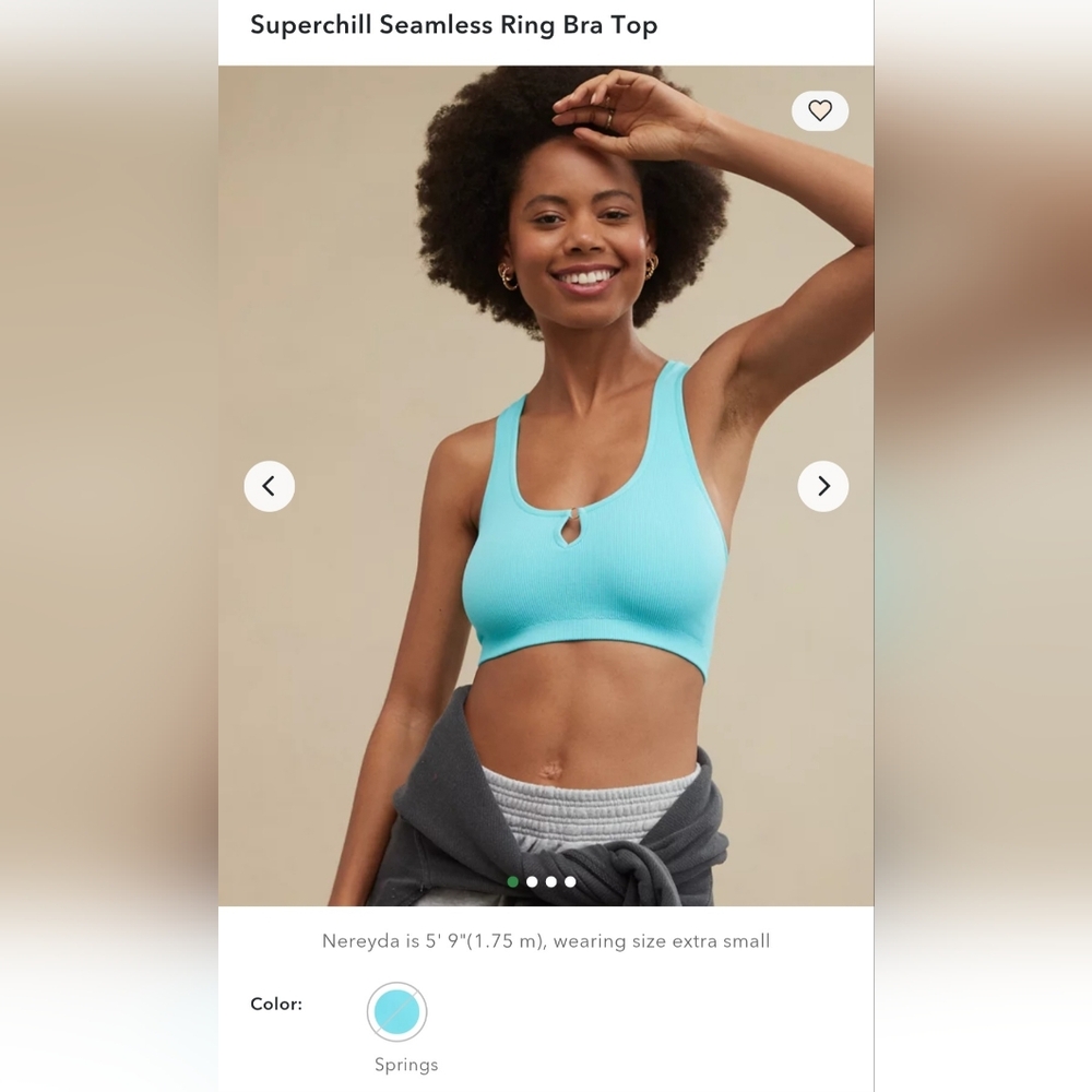 Aerie Superchill Seamless Ring Bra Top in Blue